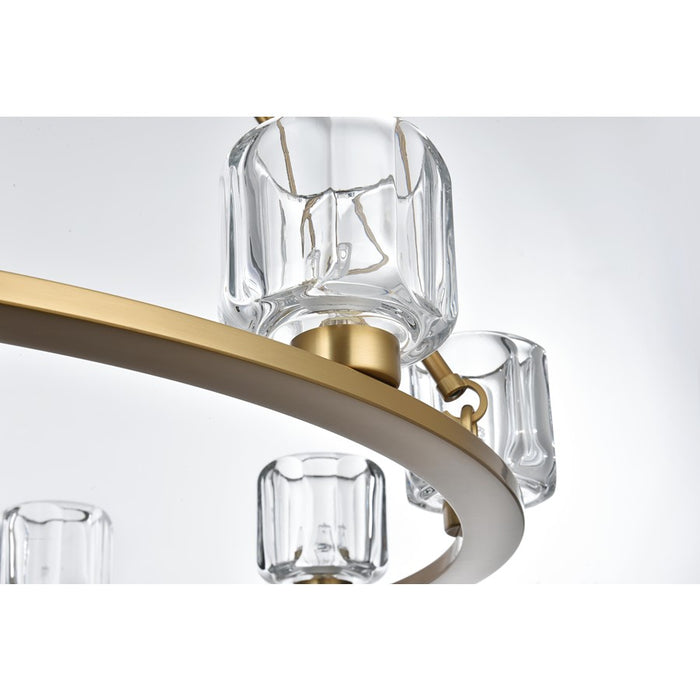 Elegant Lighting Cadence 9Lt 36" Chandelier, Satin Gold/Clear/Clear