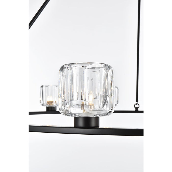 Elegant Lighting Cadence 12 Light 48" Chandelier, Black/Clear/Clear