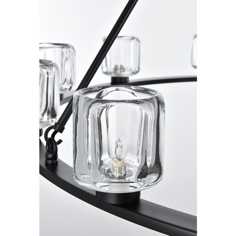Elegant Lighting Cadence 12 Light 48" Chandelier, Black/Clear/Clear