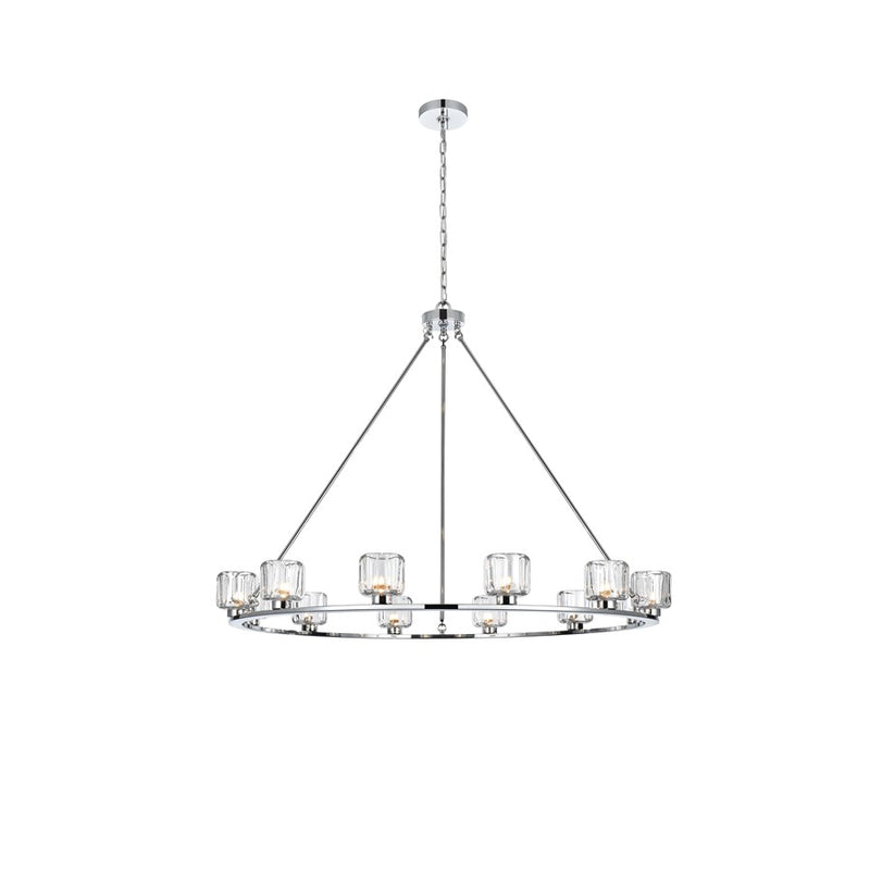 Elegant Lighting Cadence 12 Light 48" Chandelier, Chrome/Clear/Clear