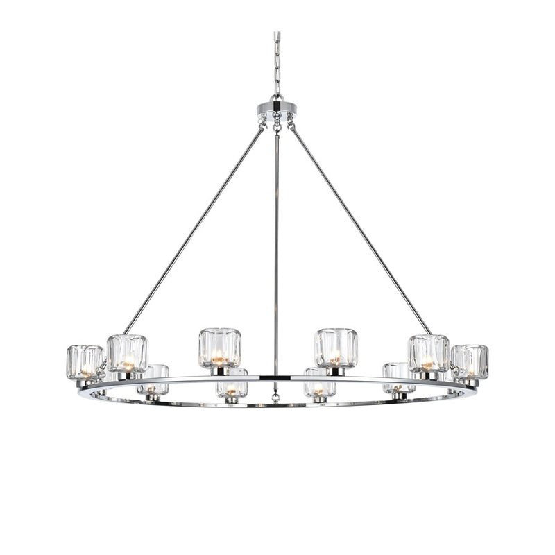 Elegant Lighting Cadence 12 Light 48" Chandelier, Chrome/Clear/Clear