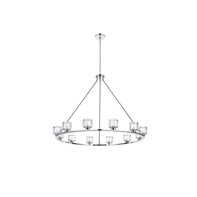 Elegant Lighting Cadence 12 Light 48" Chandelier, Chrome/Clear/Clear