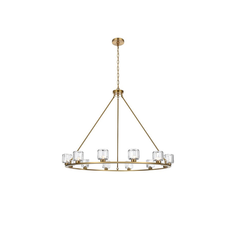 Elegant Lighting Cadence 12Lt 48" Chandelier, Satin Gold/Clear/Clear