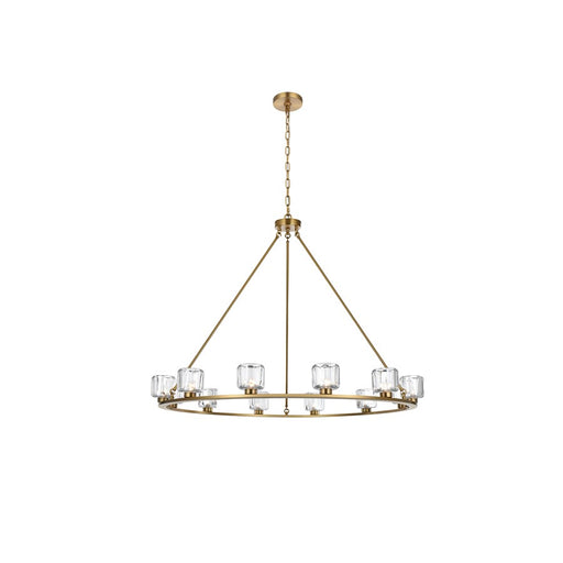 Elegant Lighting Cadence 12Lt 48" Chandelier, Satin Gold/Clear/Clear - 5100D48SG