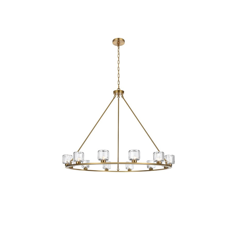 Elegant Lighting Cadence 12Lt 48" Chandelier, Satin Gold/Clear/Clear - 5100D48SG