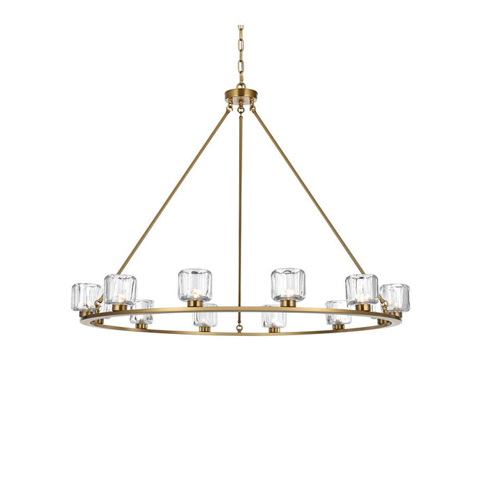 Elegant Lighting Cadence 12Lt 48" Chandelier, Satin Gold/Clear/Clear