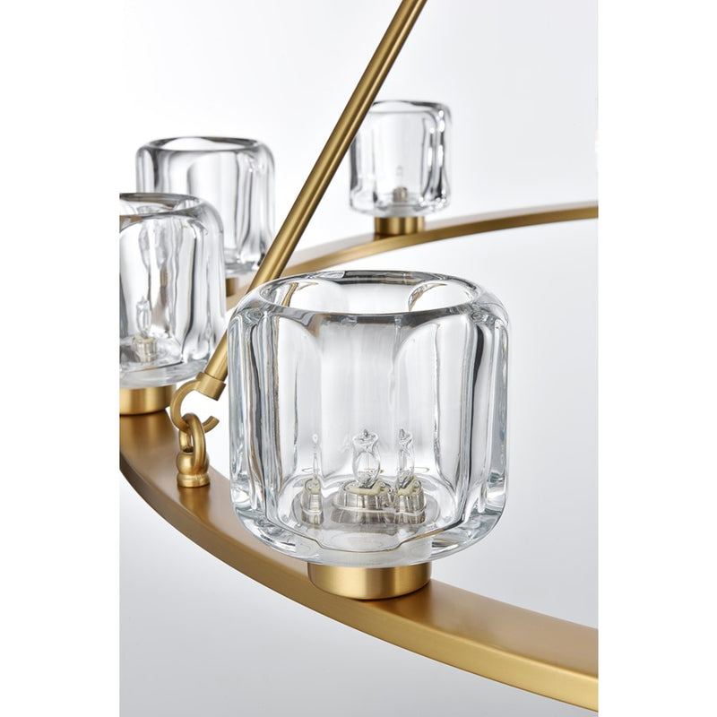 Elegant Lighting Cadence 12Lt 48" Chandelier, Satin Gold/Clear/Clear