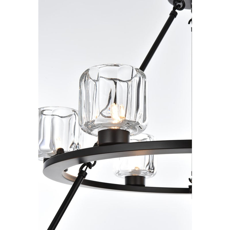 Elegant Lighting Cadence 15 Light 36" Chandelier, Black/Clear/Clear