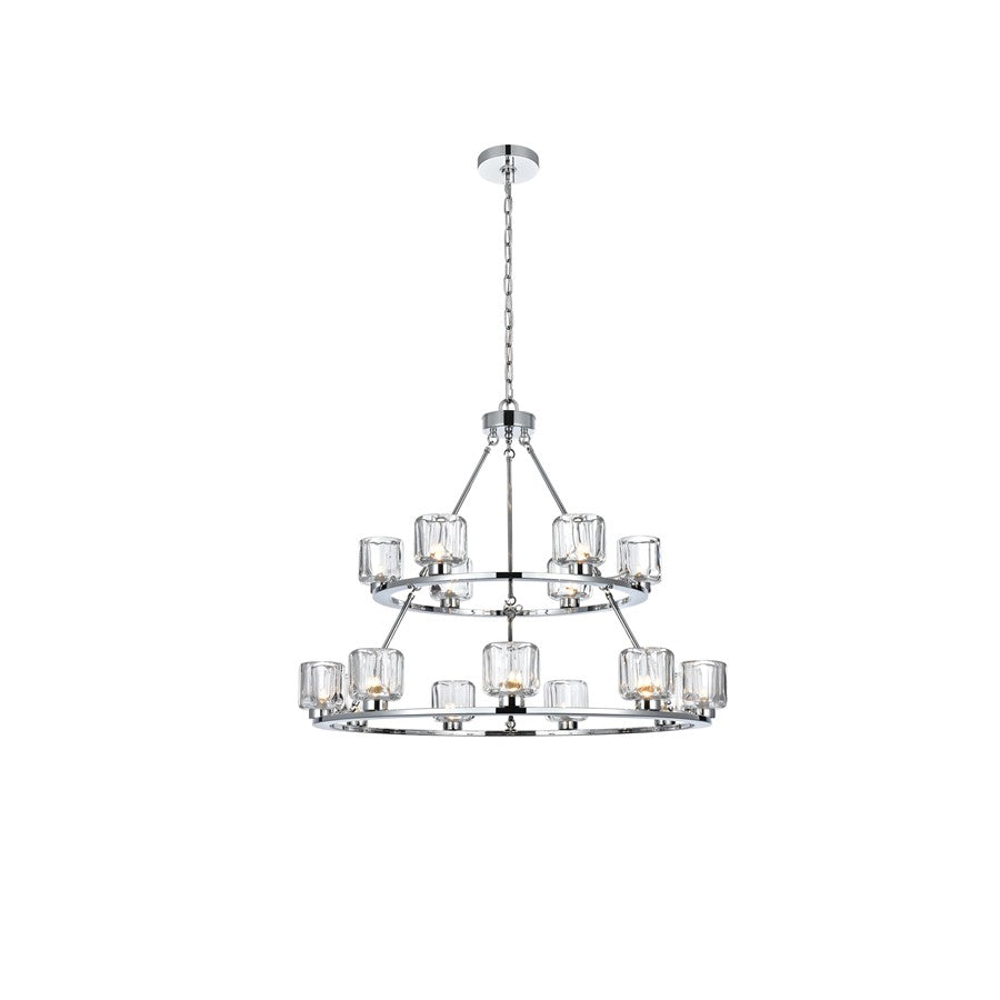 Elegant Lighting Cadence 15 Light 36" Chandelier, Chrome/Clear/Clear - 5100L236C