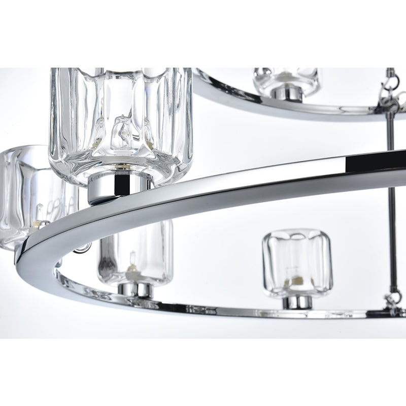 Elegant Lighting Cadence 15 Light 36" Chandelier, Chrome/Clear/Clear