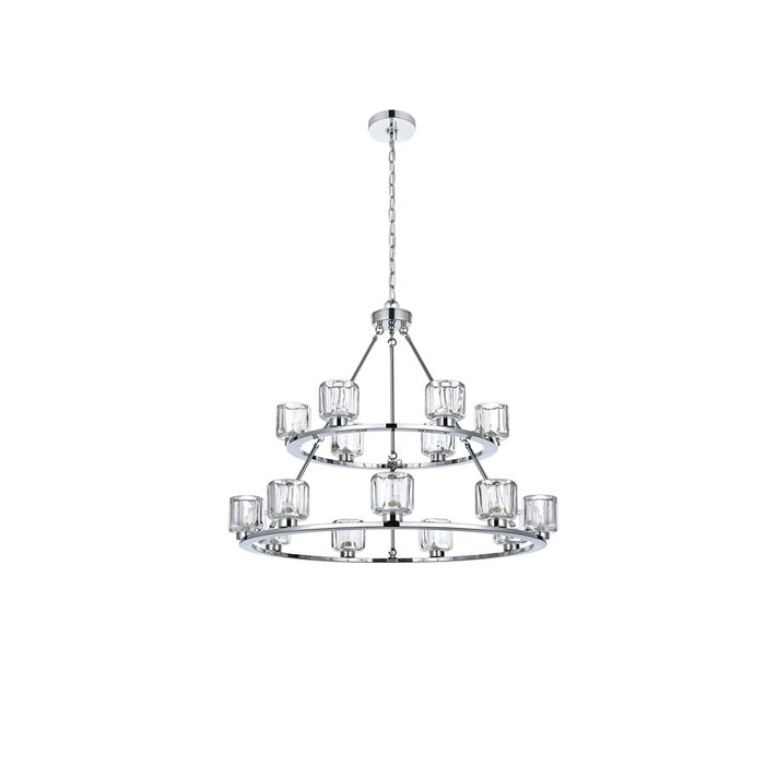 Elegant Lighting Cadence 15 Light 36" Chandelier, Chrome/Clear/Clear