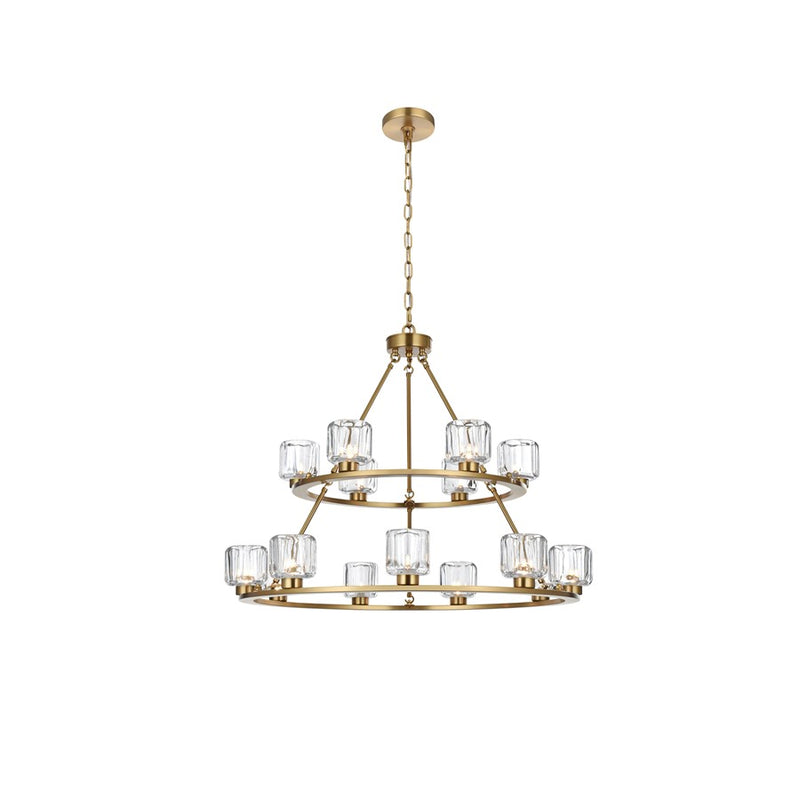 Elegant Lighting Cadence 15Lt 36" Chandelier, Gold/Clear/Clear