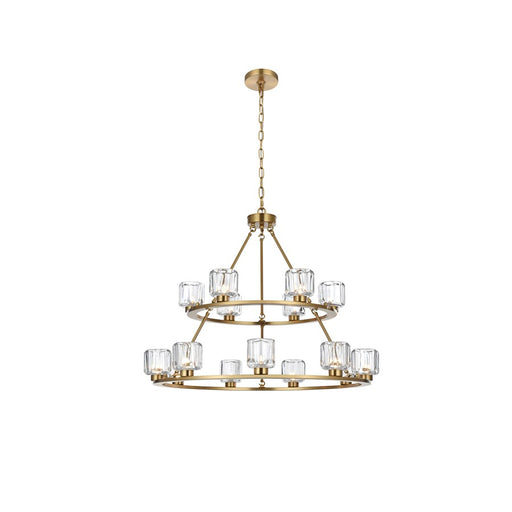Elegant Lighting Cadence 15Lt 36" Chandelier, Gold/Clear/Clear - 5100L236SG