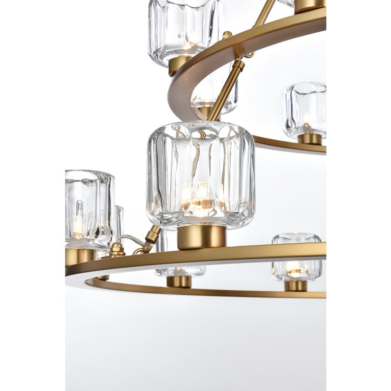 Elegant Lighting Cadence 15Lt 36" Chandelier, Gold/Clear/Clear