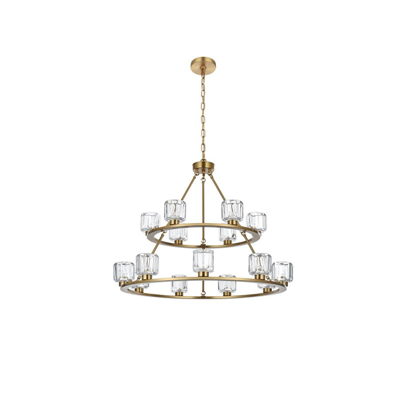 Elegant Lighting Cadence 15Lt 36" Chandelier, Gold/Clear/Clear