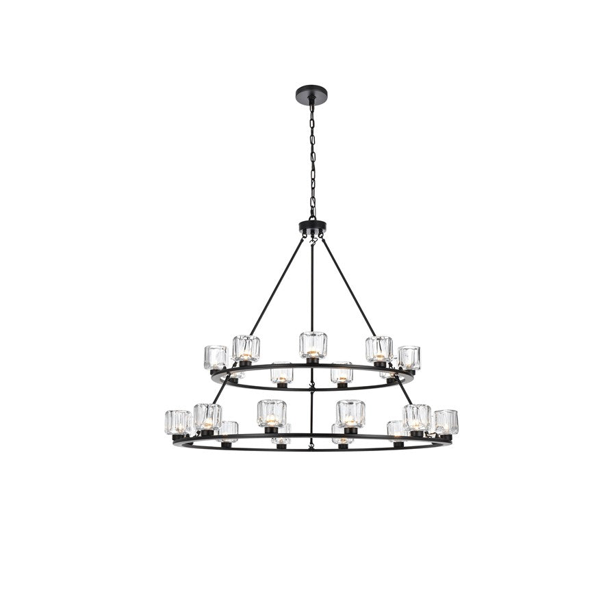 Elegant Lighting Cadence 21 Light 48" Chandelier, Black/Clear/Clear - 5100L248BK