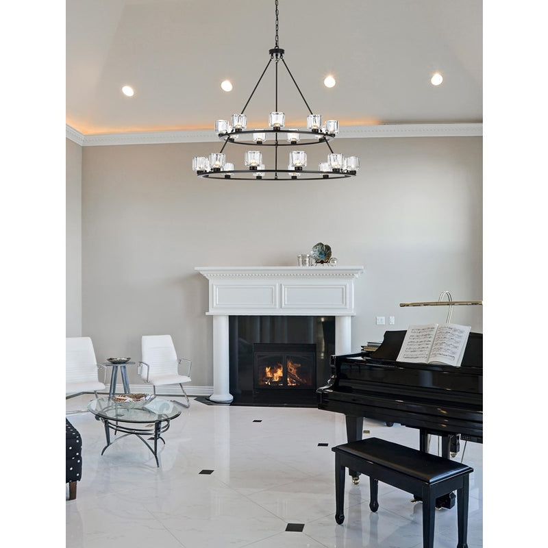 Elegant Lighting Cadence 21 Light 48" Chandelier, Black/Clear/Clear