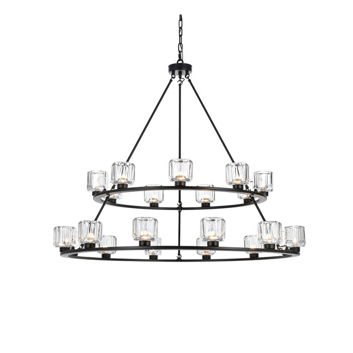 Elegant Lighting Cadence 21 Light 48" Chandelier, Black/Clear/Clear