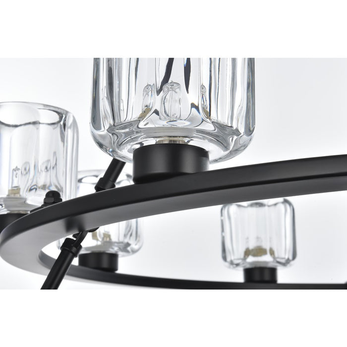 Elegant Lighting Cadence 21 Light 48" Chandelier, Black/Clear/Clear