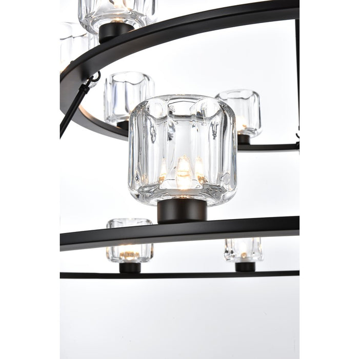Elegant Lighting Cadence 21 Light 48" Chandelier, Black/Clear/Clear