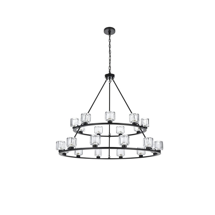 Elegant Lighting Cadence 21 Light 48" Chandelier, Black/Clear/Clear
