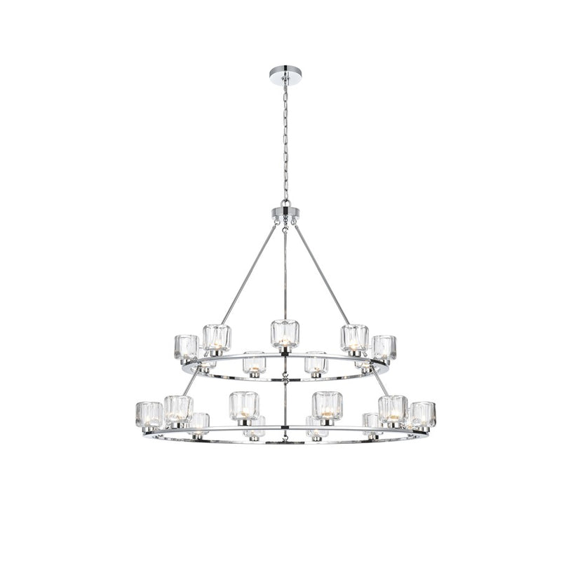 Elegant Lighting Cadence 21 Light 48" Chandelier, Chrome/Clear/Clear