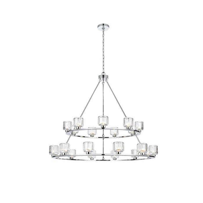 Elegant Lighting Cadence 21 Light 48" Chandelier, Chrome/Clear/Clear - 5100L248C