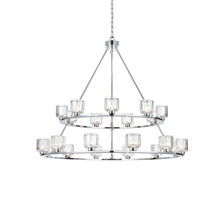 Elegant Lighting Cadence 21 Light 48" Chandelier, Chrome/Clear/Clear