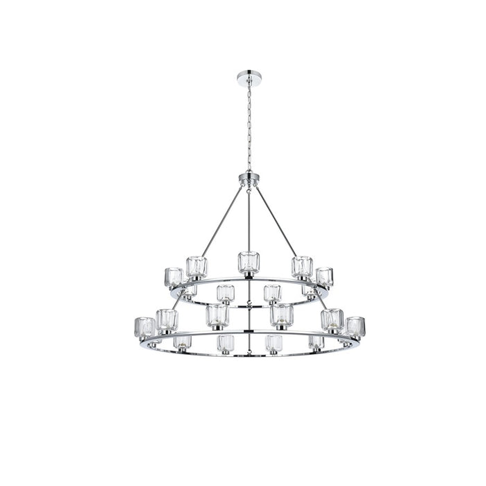 Elegant Lighting Cadence 21 Light 48" Chandelier, Chrome/Clear/Clear