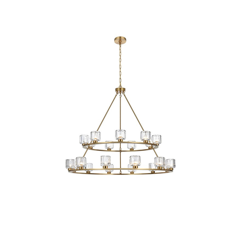 Elegant Lighting Cadence 21Lt 48" Chandelier, Gold/Clear/Clear