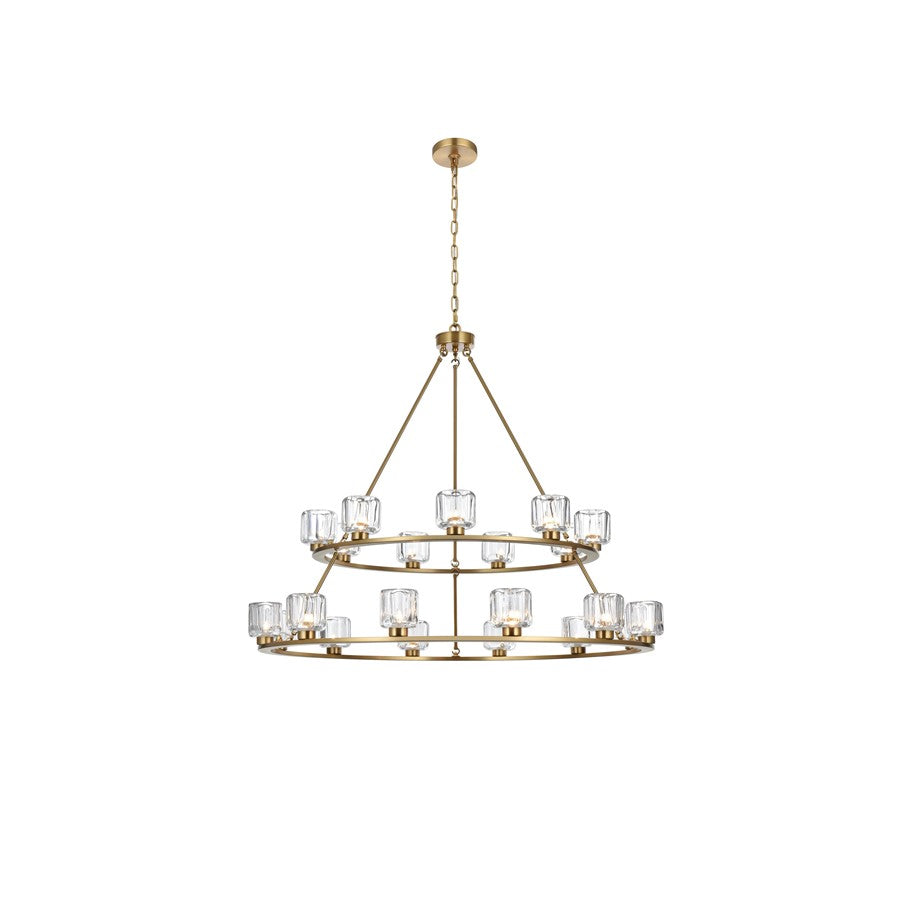 Elegant Lighting Cadence 21Lt 48" Chandelier, Gold/Clear/Clear - 5100L248SG