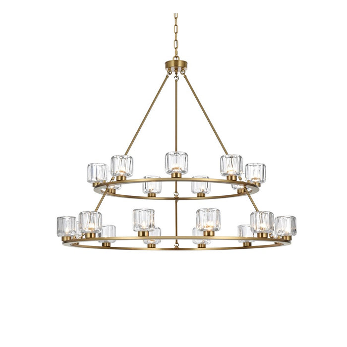 Elegant Lighting Cadence 21Lt 48" Chandelier, Gold/Clear/Clear
