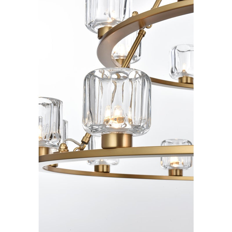Elegant Lighting Cadence 21Lt 48" Chandelier, Gold/Clear/Clear