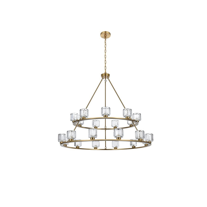Elegant Lighting Cadence 21Lt 48" Chandelier, Gold/Clear/Clear