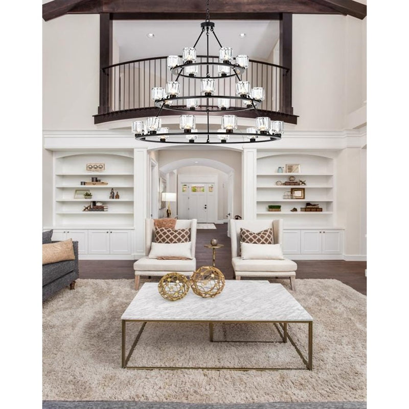 Elegant Lighting Cadence 27 Light 48" Chandelier, Black/Clear/Clear