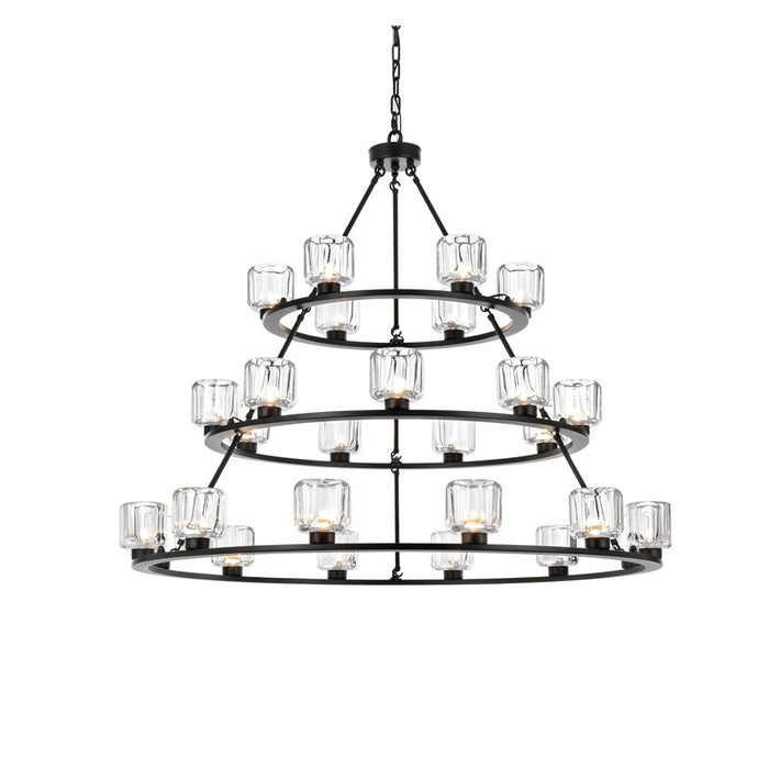 Elegant Lighting Cadence 27 Light 48" Chandelier, Black/Clear/Clear