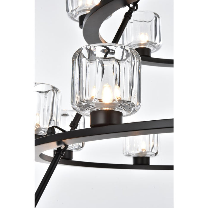 Elegant Lighting Cadence 27 Light 48" Chandelier, Black/Clear/Clear