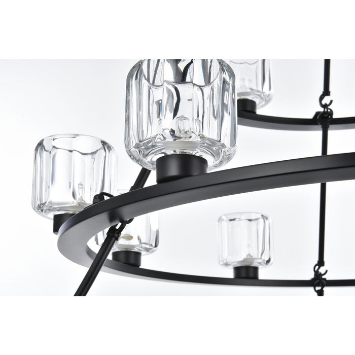 Elegant Lighting Cadence 27 Light 48" Chandelier, Black/Clear/Clear