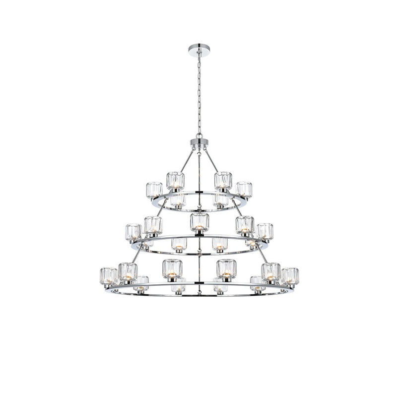 Elegant Lighting Cadence 27 Light 48" Chandelier, Chrome/Clear/Clear