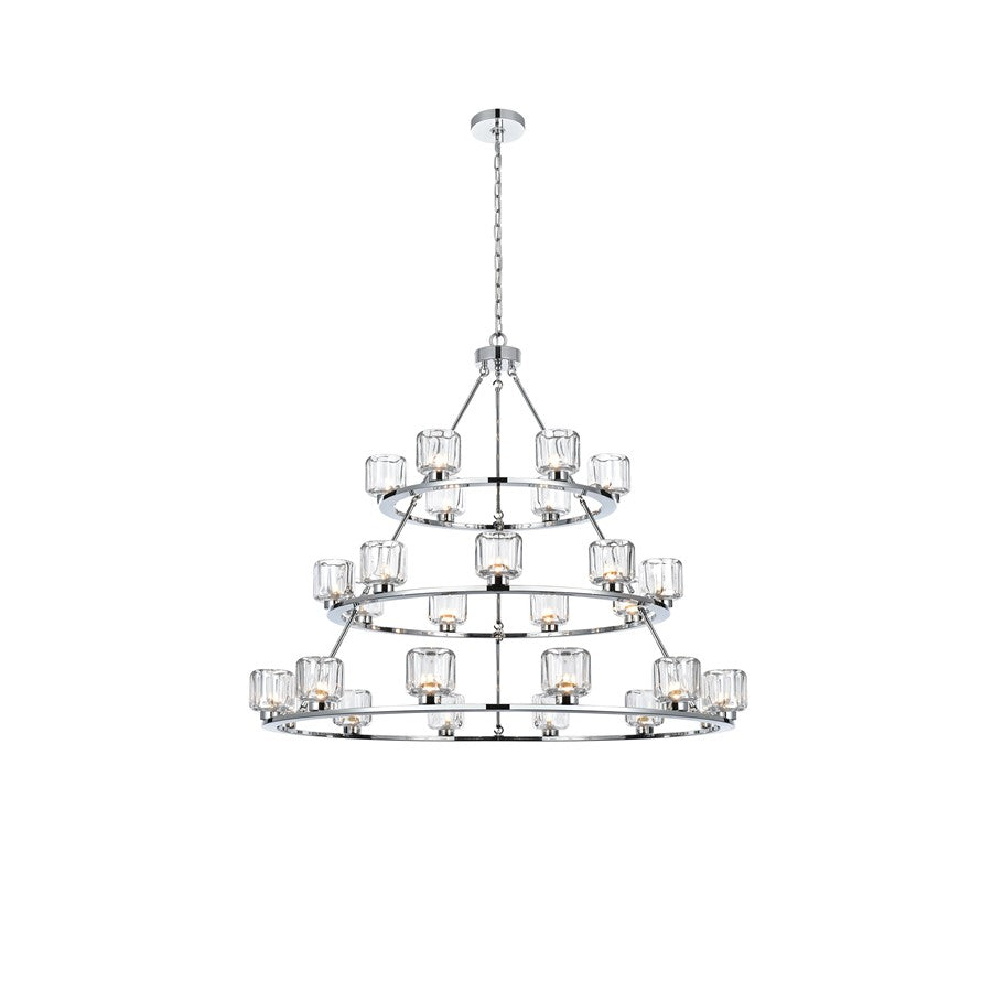 Elegant Lighting Cadence 27 Light 48" Chandelier, Chrome/Clear/Clear - 5100L348C