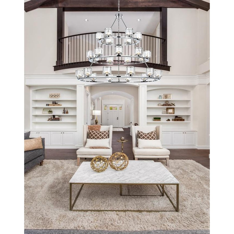 Elegant Lighting Cadence 27 Light 48" Chandelier, Chrome/Clear/Clear