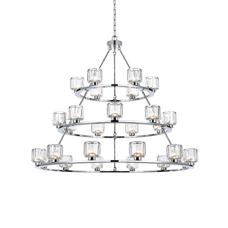 Elegant Lighting Cadence 27 Light 48" Chandelier, Chrome/Clear/Clear