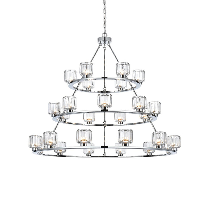Elegant Lighting Cadence 27 Light 48" Chandelier, Chrome/Clear/Clear