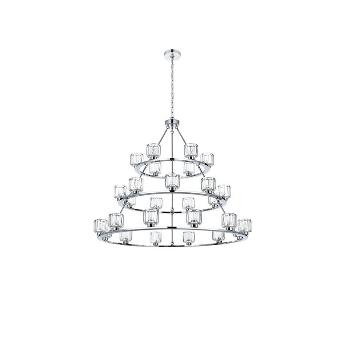 Elegant Lighting Cadence 27 Light 48" Chandelier, Chrome/Clear/Clear