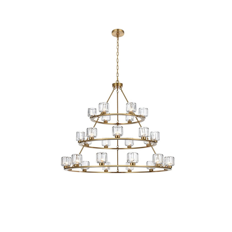 Elegant Lighting Cadence 27Lt 48" Chandelier, Gold/Clear/Clear