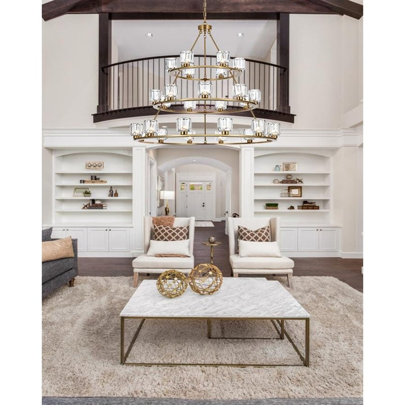 Elegant Lighting Cadence 27Lt 48" Chandelier, Gold/Clear/Clear