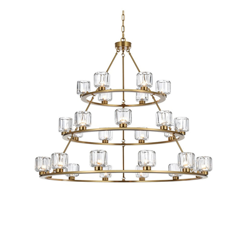 Elegant Lighting Cadence 27Lt 48" Chandelier, Gold/Clear/Clear