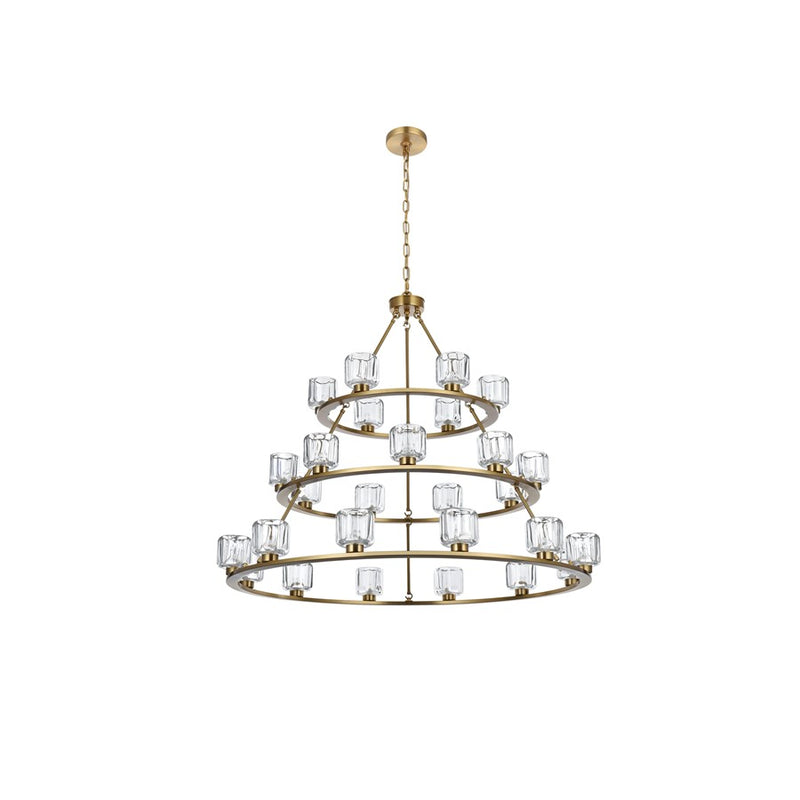 Elegant Lighting Cadence 27Lt 48" Chandelier, Gold/Clear/Clear