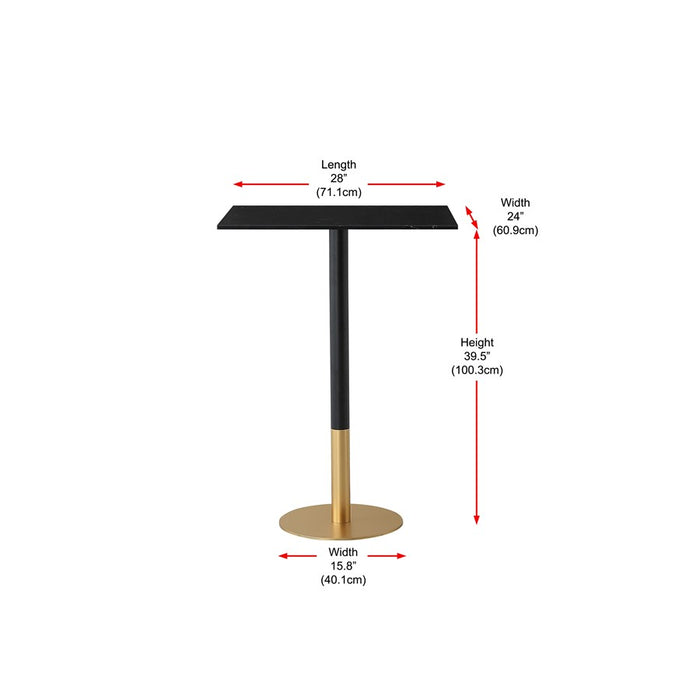 Elegant Decor Ronan 28" Pub Table, Black/Gold, Black and Gold