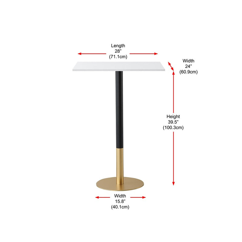 Elegant Decor Ronan 28" Pub Table, White/Gold, White and Gold
